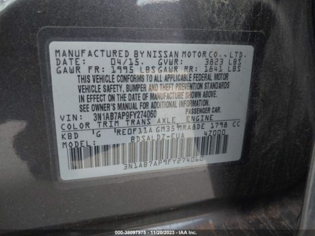 Photo 8 VIN: 3N1AB7AP9FY274060 - NISSAN SENTRA 