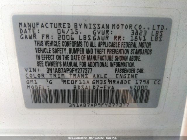 Photo 8 VIN: 3N1AB7AP9FY277377 - NISSAN SENTRA 