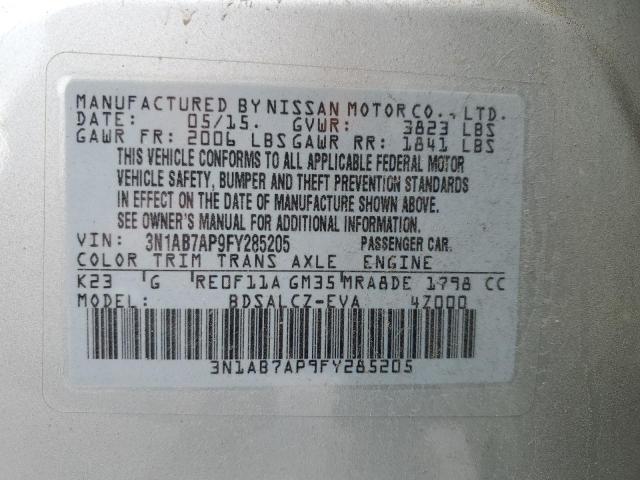 Photo 11 VIN: 3N1AB7AP9FY285205 - NISSAN SENTRA S 