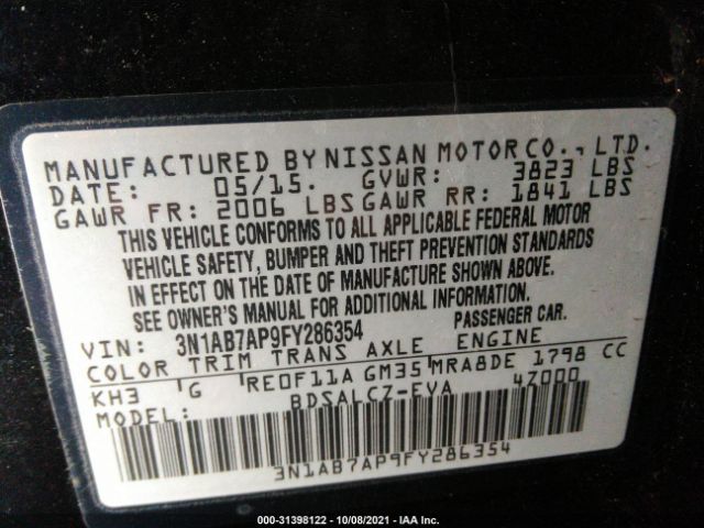 Photo 8 VIN: 3N1AB7AP9FY286354 - NISSAN SENTRA 