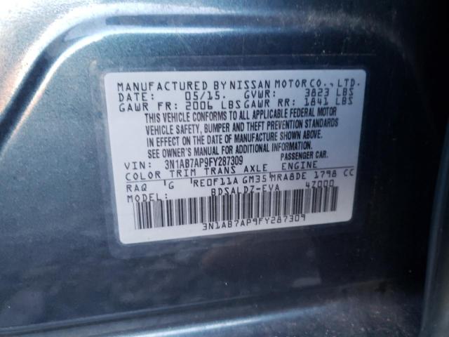 Photo 9 VIN: 3N1AB7AP9FY287309 - NISSAN SENTRA S 