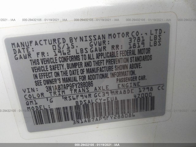 Photo 8 VIN: 3N1AB7AP9FY288086 - NISSAN SENTRA 