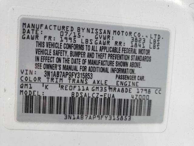 Photo 9 VIN: 3N1AB7AP9FY315853 - NISSAN SENTRA S 