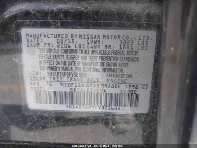 Photo 8 VIN: 3N1AB7AP9FY321605 - NISSAN SENTRA 