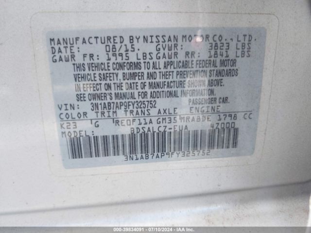 Photo 8 VIN: 3N1AB7AP9FY325752 - NISSAN SENTRA 