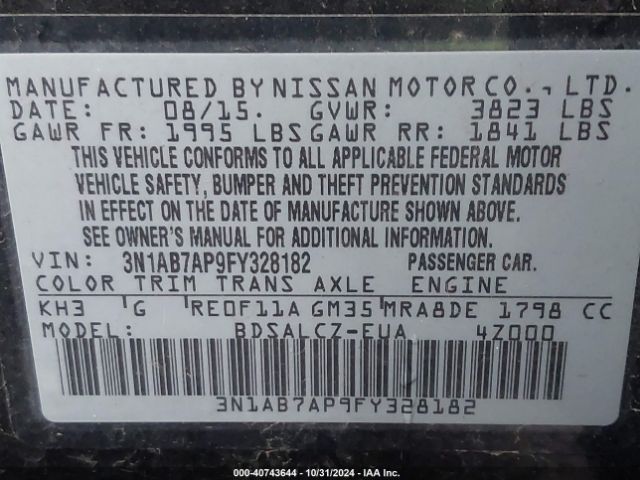 Photo 8 VIN: 3N1AB7AP9FY328182 - NISSAN SENTRA 