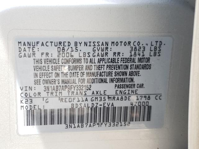 Photo 9 VIN: 3N1AB7AP9FY332152 - NISSAN SENTRA S 