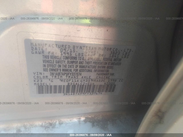 Photo 8 VIN: 3N1AB7AP9FY337674 - NISSAN SENTRA 