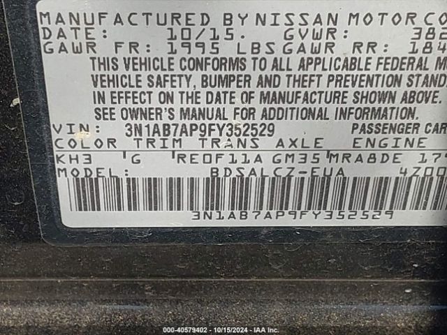 Photo 8 VIN: 3N1AB7AP9FY352529 - NISSAN SENTRA 