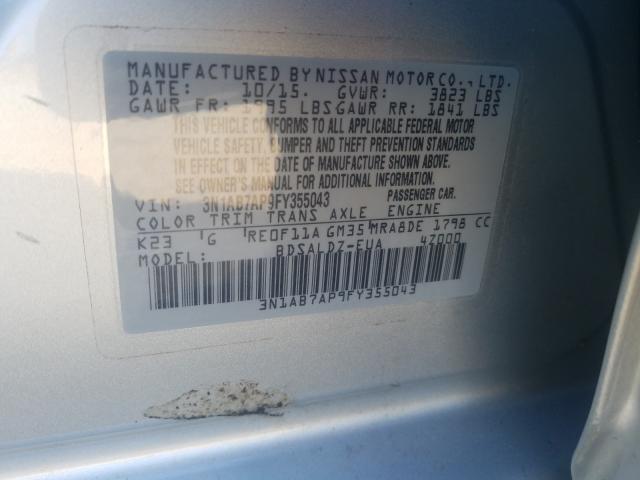 Photo 9 VIN: 3N1AB7AP9FY355043 - NISSAN SENTRA S 