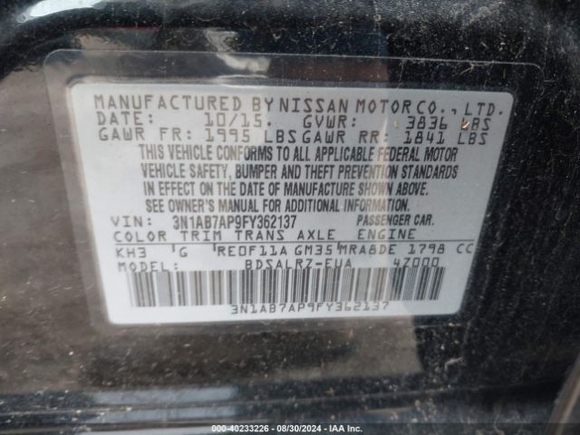 Photo 8 VIN: 3N1AB7AP9FY362137 - NISSAN SENTRA 