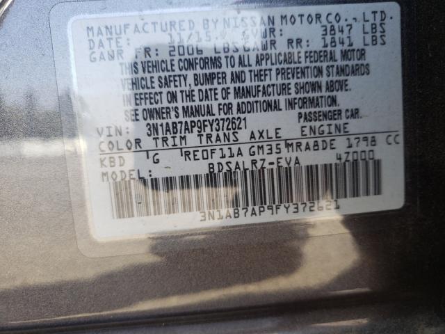 Photo 9 VIN: 3N1AB7AP9FY372621 - NISSAN SENTRA S 