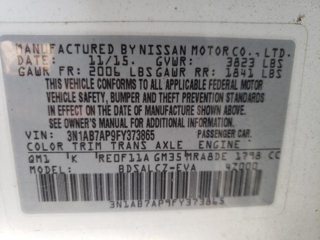 Photo 9 VIN: 3N1AB7AP9FY373865 - NISSAN SENTRA S 