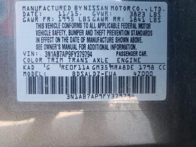 Photo 9 VIN: 3N1AB7AP9FY379794 - NISSAN SENTRA S 