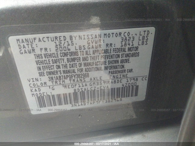 Photo 8 VIN: 3N1AB7AP9FY382968 - NISSAN SENTRA 