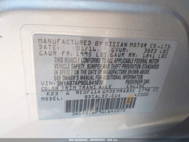 Photo 8 VIN: 3N1AB7AP9GL641070 - NISSAN SENTRA 