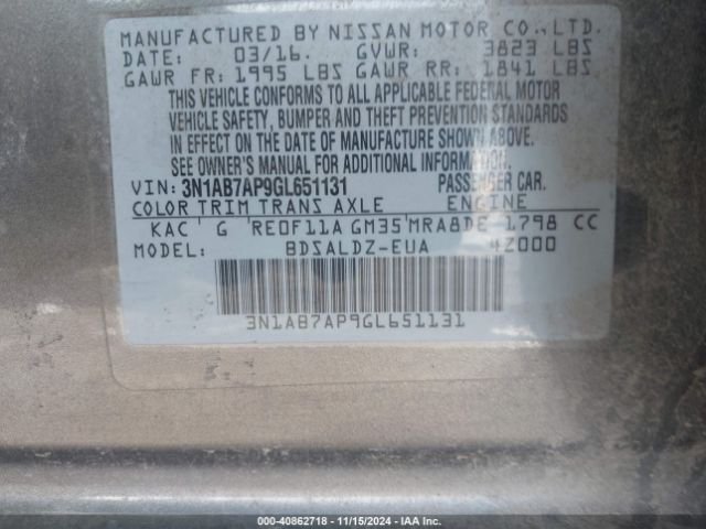 Photo 8 VIN: 3N1AB7AP9GL651131 - NISSAN SENTRA 