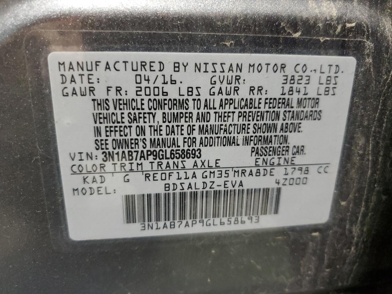 Photo 11 VIN: 3N1AB7AP9GL658693 - NISSAN SENTRA 