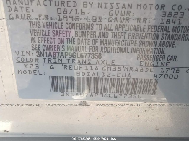 Photo 8 VIN: 3N1AB7AP9GL677356 - NISSAN SENTRA 