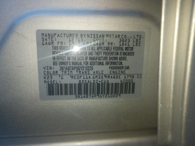 Photo 9 VIN: 3N1AB7AP9GY210229 - NISSAN SENTRA S 