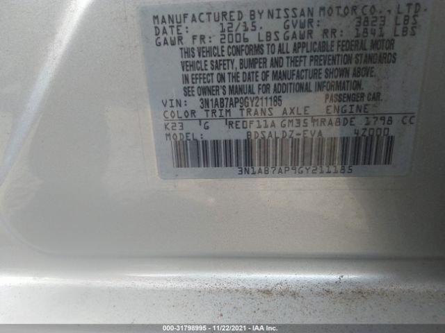 Photo 8 VIN: 3N1AB7AP9GY211185 - NISSAN SENTRA 