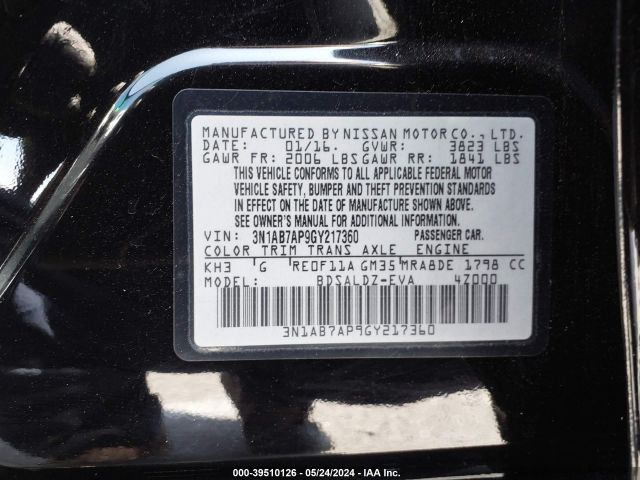 Photo 8 VIN: 3N1AB7AP9GY217360 - NISSAN SENTRA 