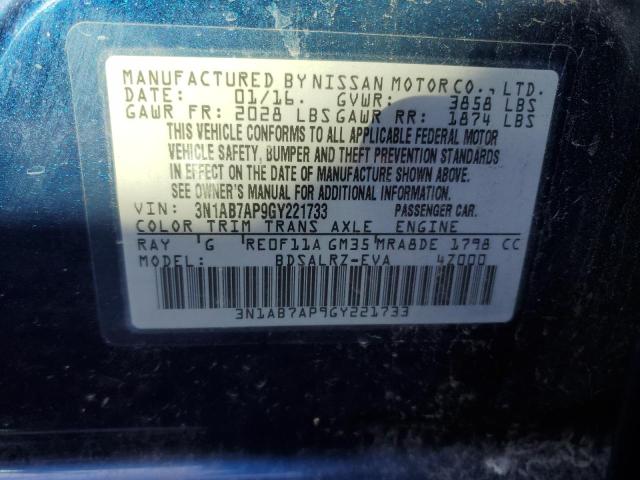 Photo 11 VIN: 3N1AB7AP9GY221733 - NISSAN SENTRA S 