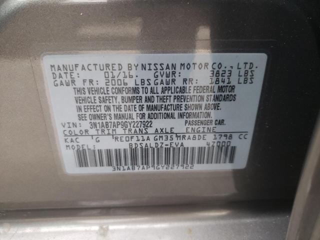 Photo 8 VIN: 3N1AB7AP9GY227922 - NISSAN SENTRA S 