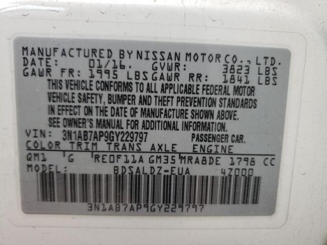 Photo 9 VIN: 3N1AB7AP9GY229797 - NISSAN SENTRA S 