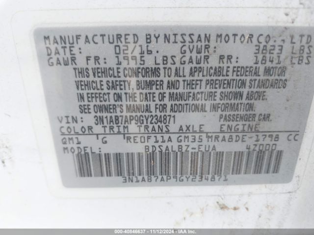 Photo 8 VIN: 3N1AB7AP9GY234871 - NISSAN SENTRA 