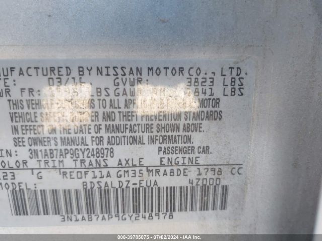 Photo 8 VIN: 3N1AB7AP9GY248978 - NISSAN SENTRA 