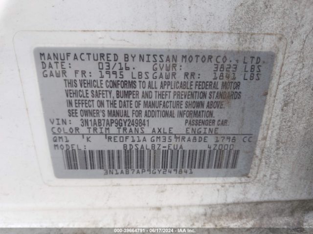 Photo 8 VIN: 3N1AB7AP9GY249841 - NISSAN SENTRA 