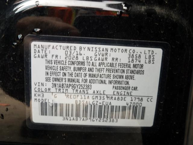 Photo 9 VIN: 3N1AB7AP9GY252383 - NISSAN SENTRA 