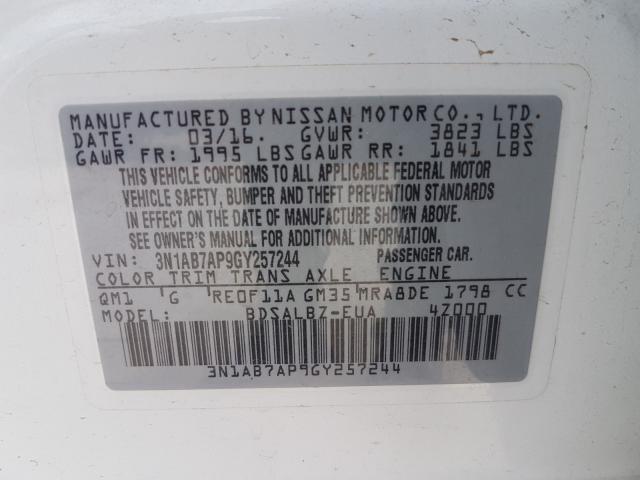 Photo 9 VIN: 3N1AB7AP9GY257244 - NISSAN SENTRA S 