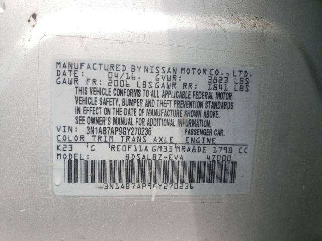 Photo 9 VIN: 3N1AB7AP9GY270236 - NISSAN SENTRA S 