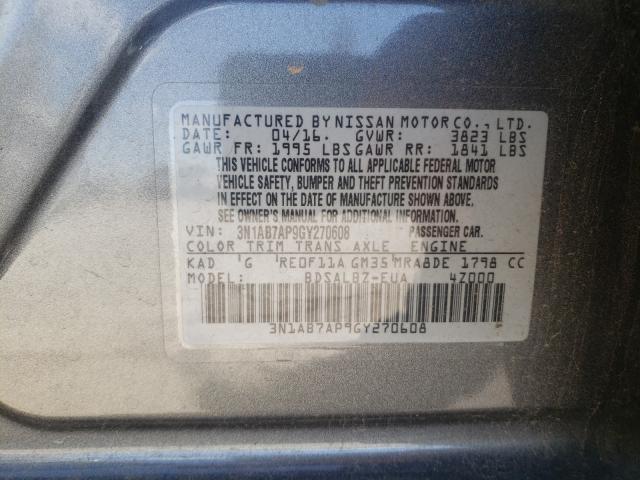 Photo 9 VIN: 3N1AB7AP9GY270608 - NISSAN SENTRA S 