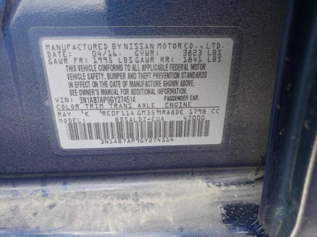 Photo 9 VIN: 3N1AB7AP9GY274514 - NISSAN SENTRA S 