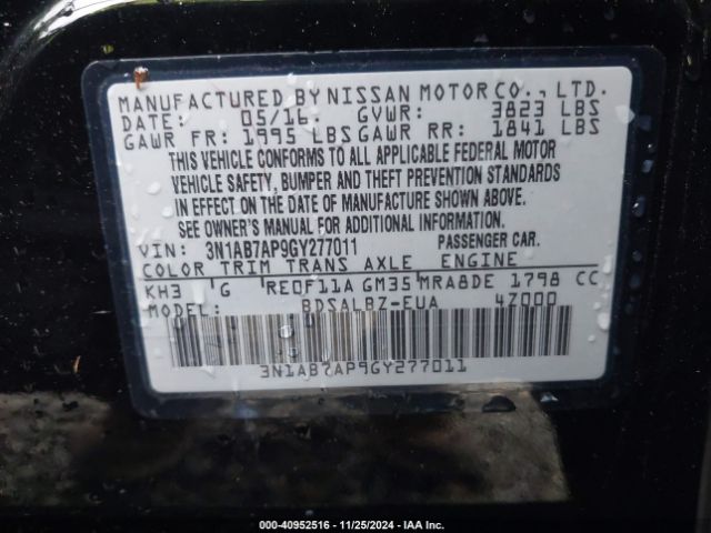 Photo 8 VIN: 3N1AB7AP9GY277011 - NISSAN SENTRA 