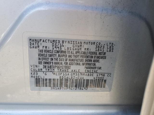 Photo 11 VIN: 3N1AB7AP9GY278692 - NISSAN SENTRA S 