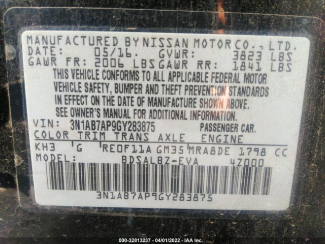 Photo 8 VIN: 3N1AB7AP9GY283875 - NISSAN SENTRA 