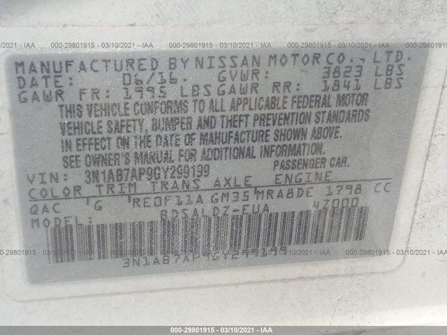 Photo 8 VIN: 3N1AB7AP9GY299199 - NISSAN SENTRA 