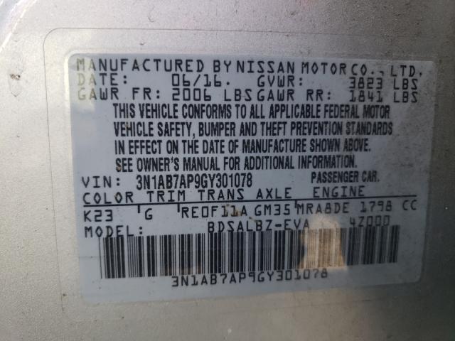 Photo 9 VIN: 3N1AB7AP9GY301078 - NISSAN SENTRA S 