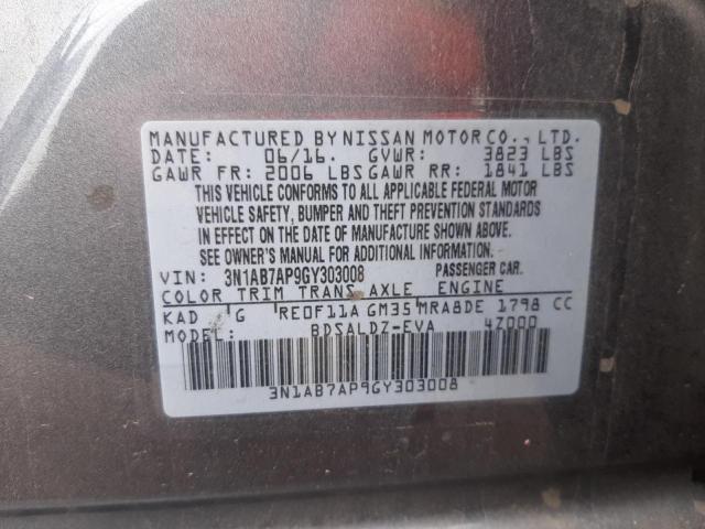 Photo 9 VIN: 3N1AB7AP9GY303008 - NISSAN SENTRA S 