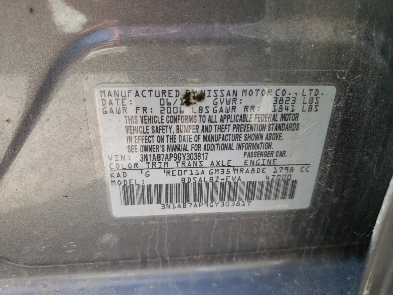 Photo 11 VIN: 3N1AB7AP9GY303817 - NISSAN SENTRA 