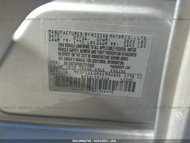 Photo 8 VIN: 3N1AB7AP9GY316440 - NISSAN SENTRA 