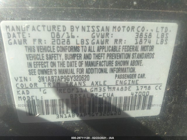 Photo 8 VIN: 3N1AB7AP9GY320620 - NISSAN SENTRA 