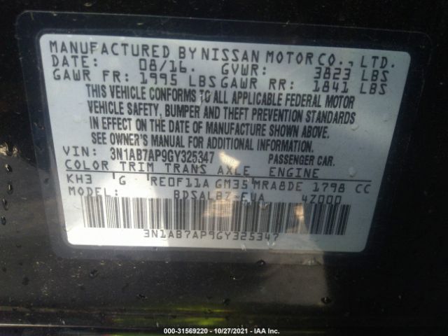 Photo 8 VIN: 3N1AB7AP9GY325347 - NISSAN SENTRA 