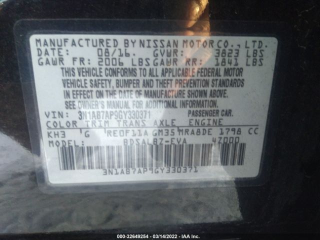 Photo 8 VIN: 3N1AB7AP9GY330371 - NISSAN SENTRA S 