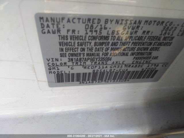 Photo 8 VIN: 3N1AB7AP9GY335084 - NISSAN SENTRA 