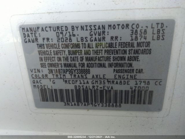 Photo 8 VIN: 3N1AB7AP9GY338888 - NISSAN SENTRA 